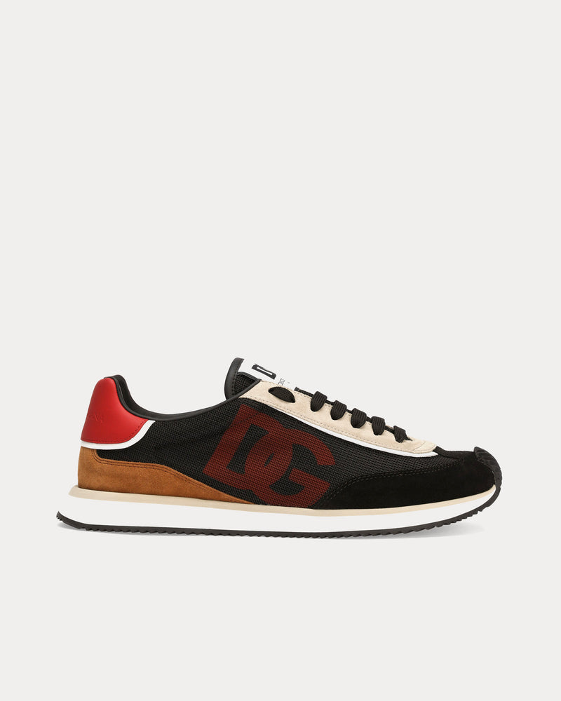 Dolce & Gabbana DG Cushion Mixed Material Black / Brown / Red Low Top Sneakers - 1