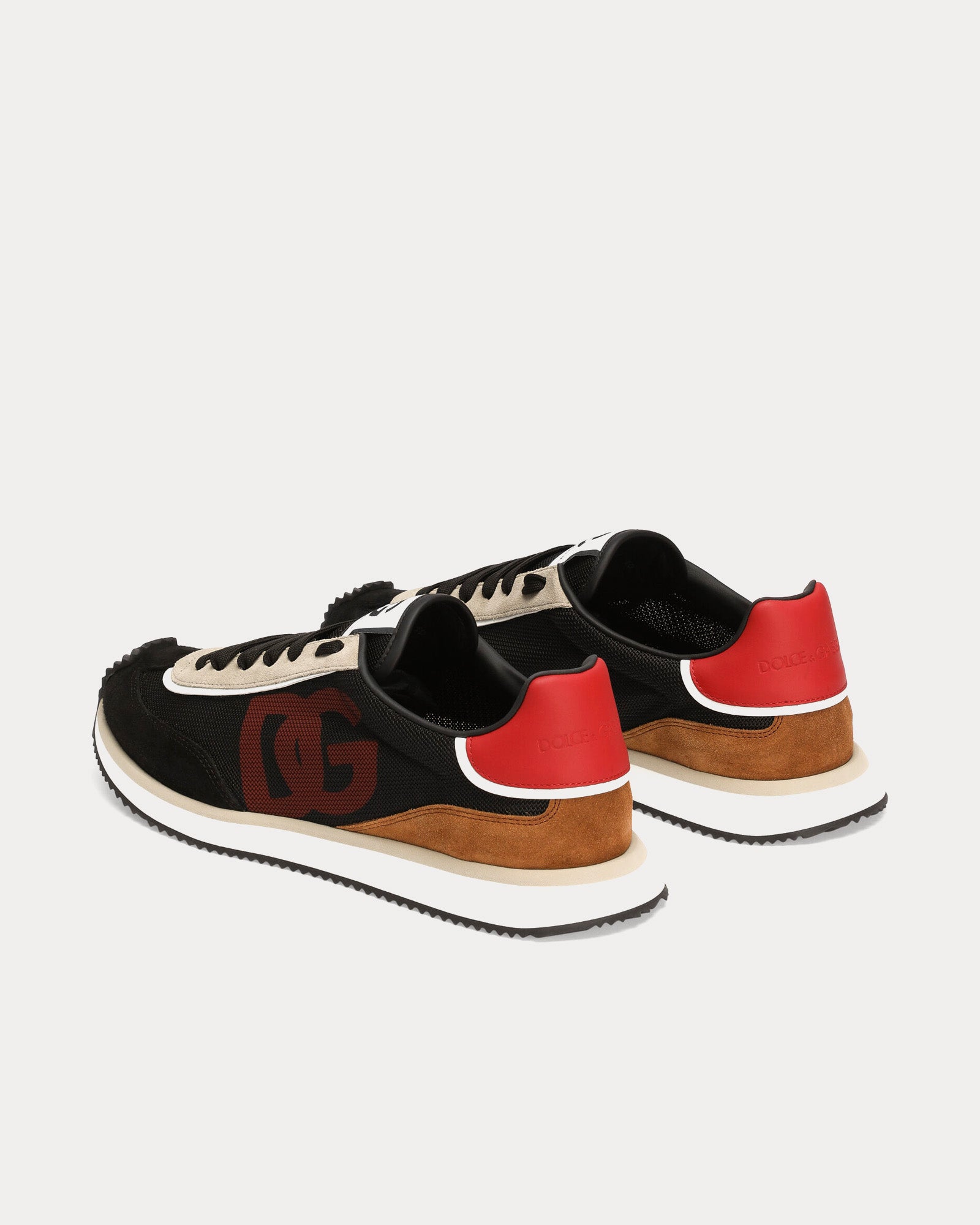 Dolce & Gabbana DG Cushion Mixed Material Black / Brown / Red Low Top Sneakers - 3