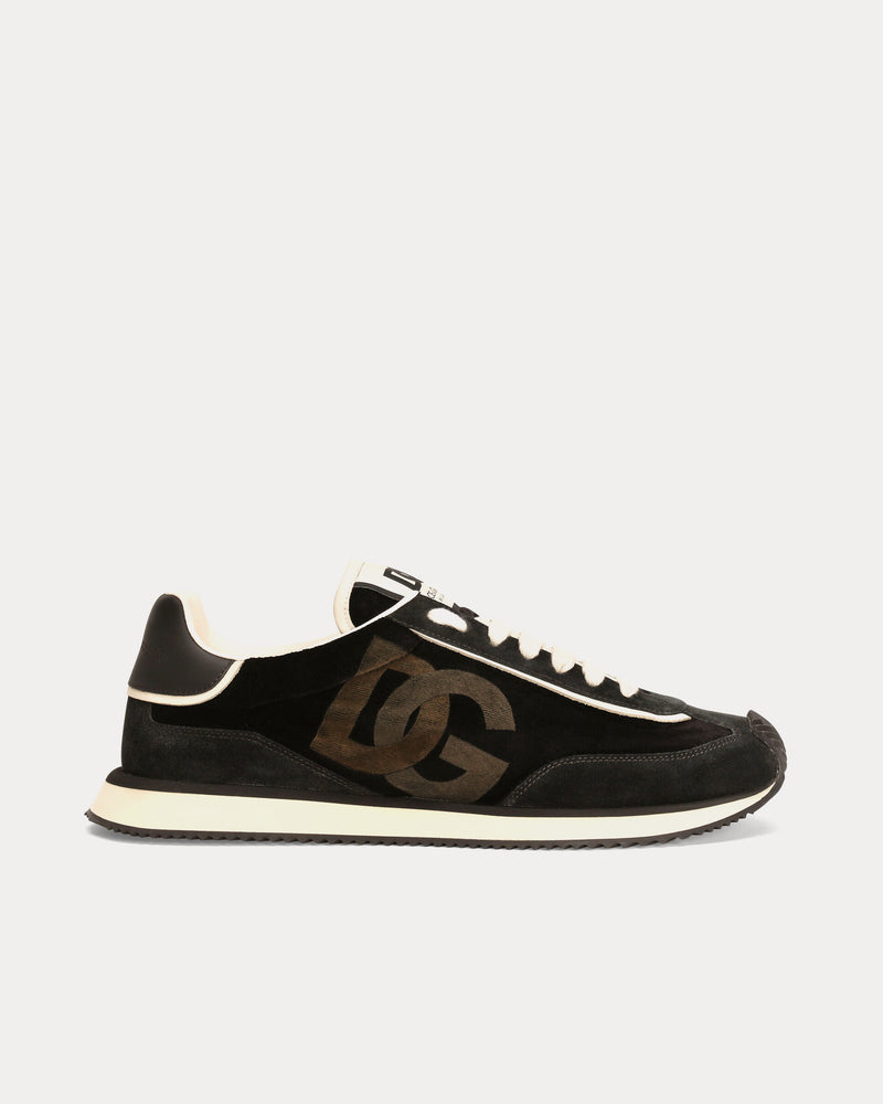 Dolce & Gabbana DG Cushion Velvet & Calfskin Black Low Top Sneakers - 1