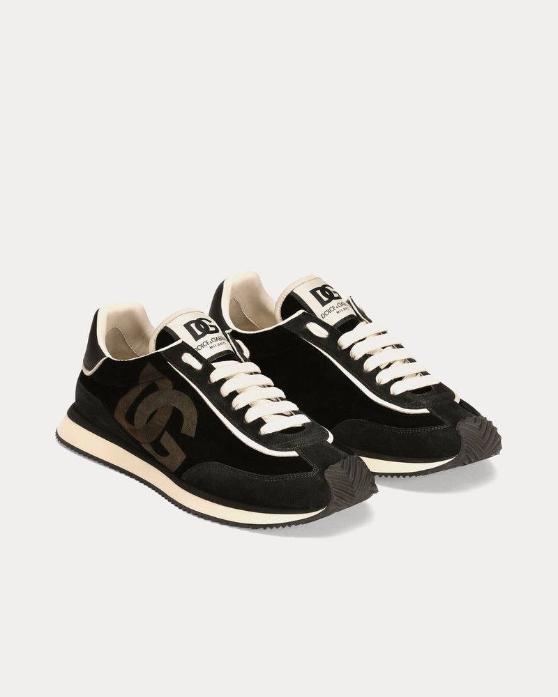 Dolce & Gabbana DG Cushion Velvet & Calfskin Black Low Top Sneakers - 2