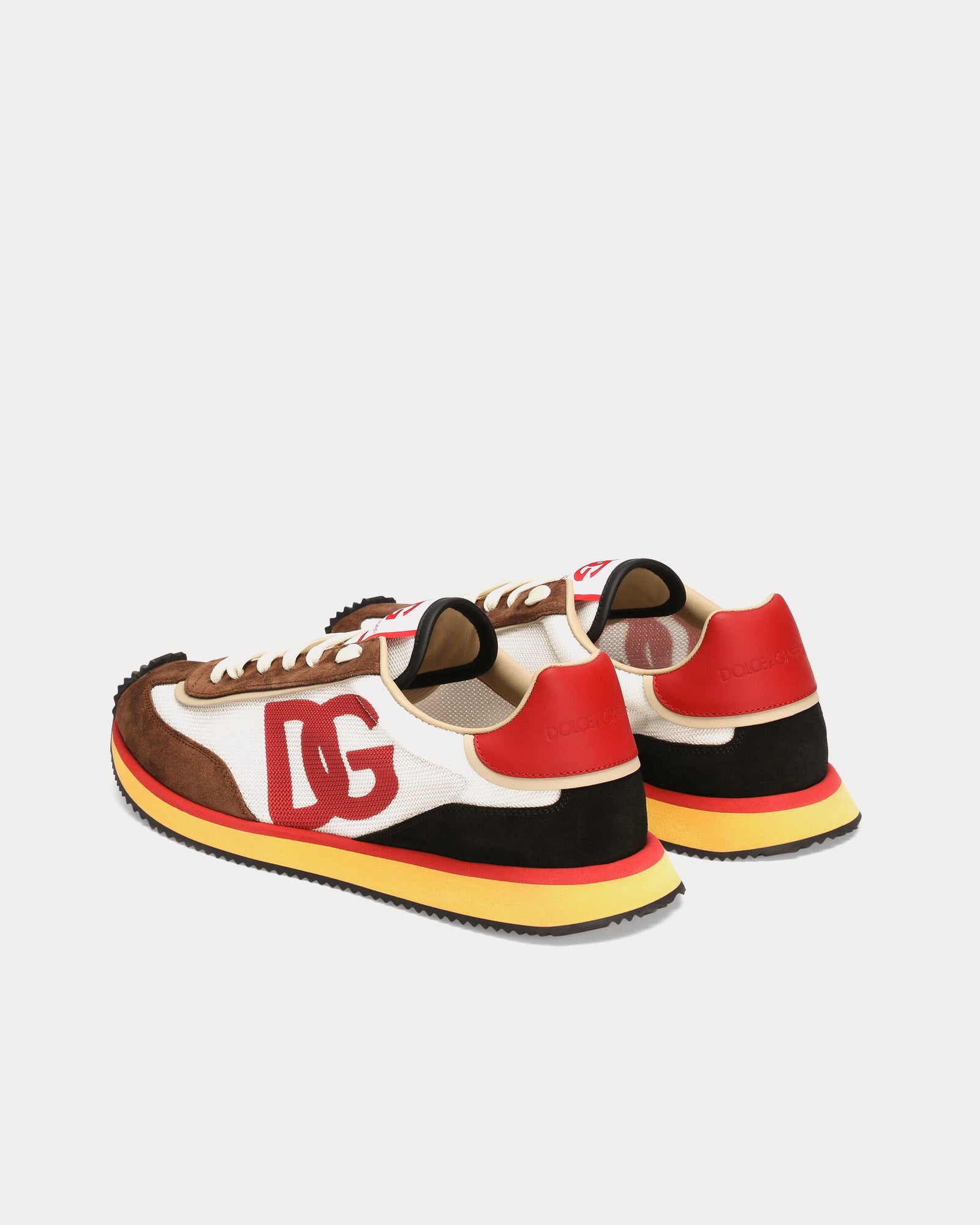 Dolce & Gabbana DG Cushion Mixed Material White / Brown / Red Low Top Sneakers - 3