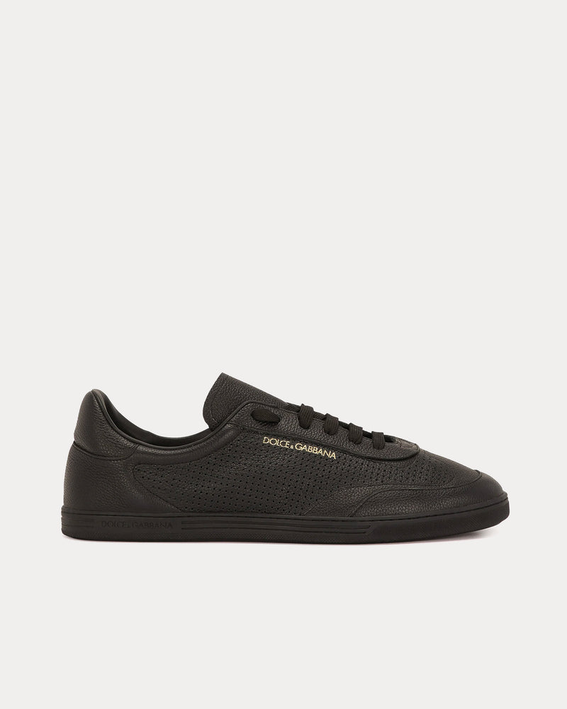 Dolce & Gabbana Saint Tropez Perforated Calfskin Black Low Top Sneakers - 1