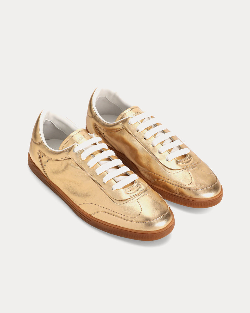 Dolce & Gabbana Saint Tropez Foiled Leather Gold Low Top Sneakers - 2