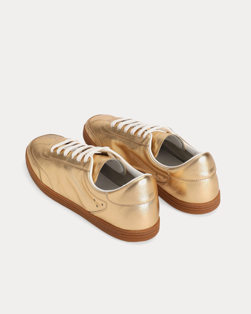 Dolce & Gabbana Saint Tropez Foiled Leather Gold Low Top Sneakers - 3