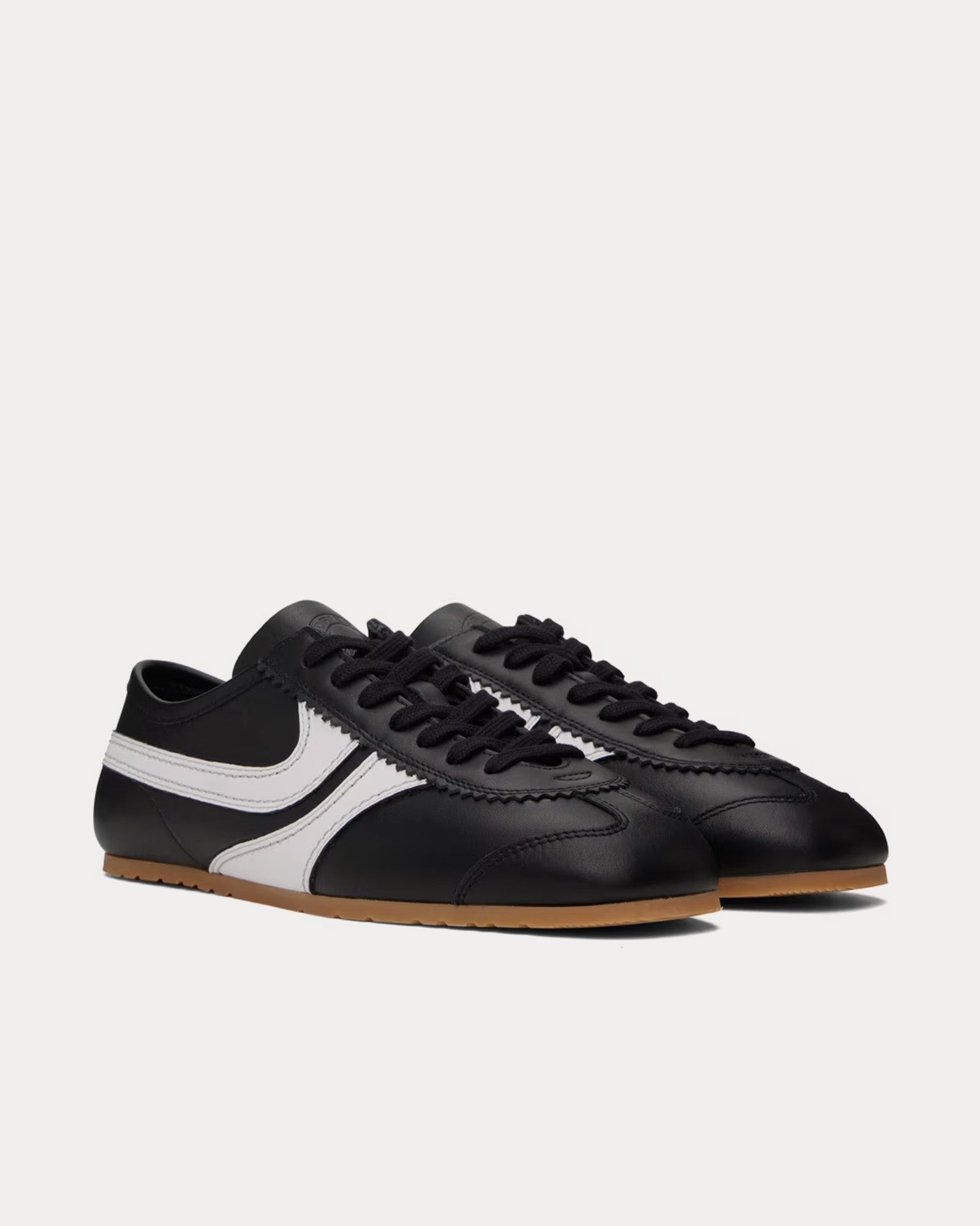 Dries Van Noten 70's Leather Black / White Low Top Sneakers - 2