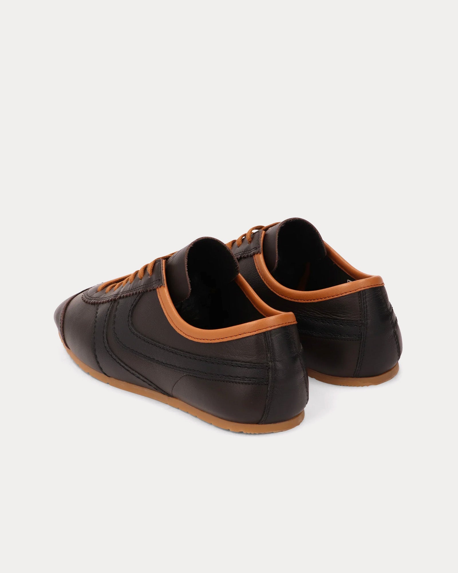 Dries Van Noten 70's Leather Dark Brown Low Top Sneakers - 3