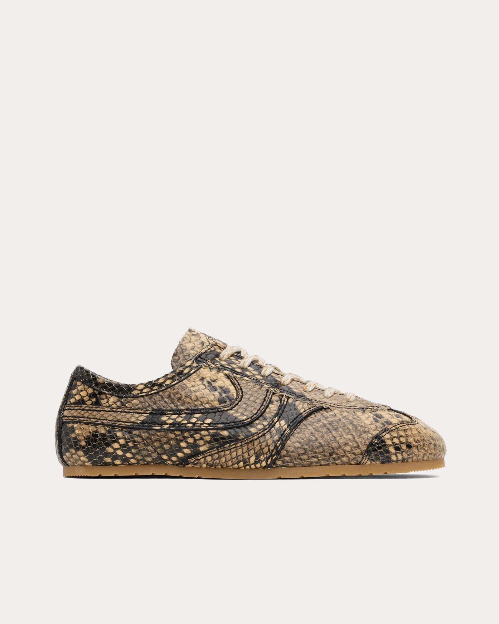 Dries Van Noten 70's Snake-Embossed Beige Low Top Sneakers - 1