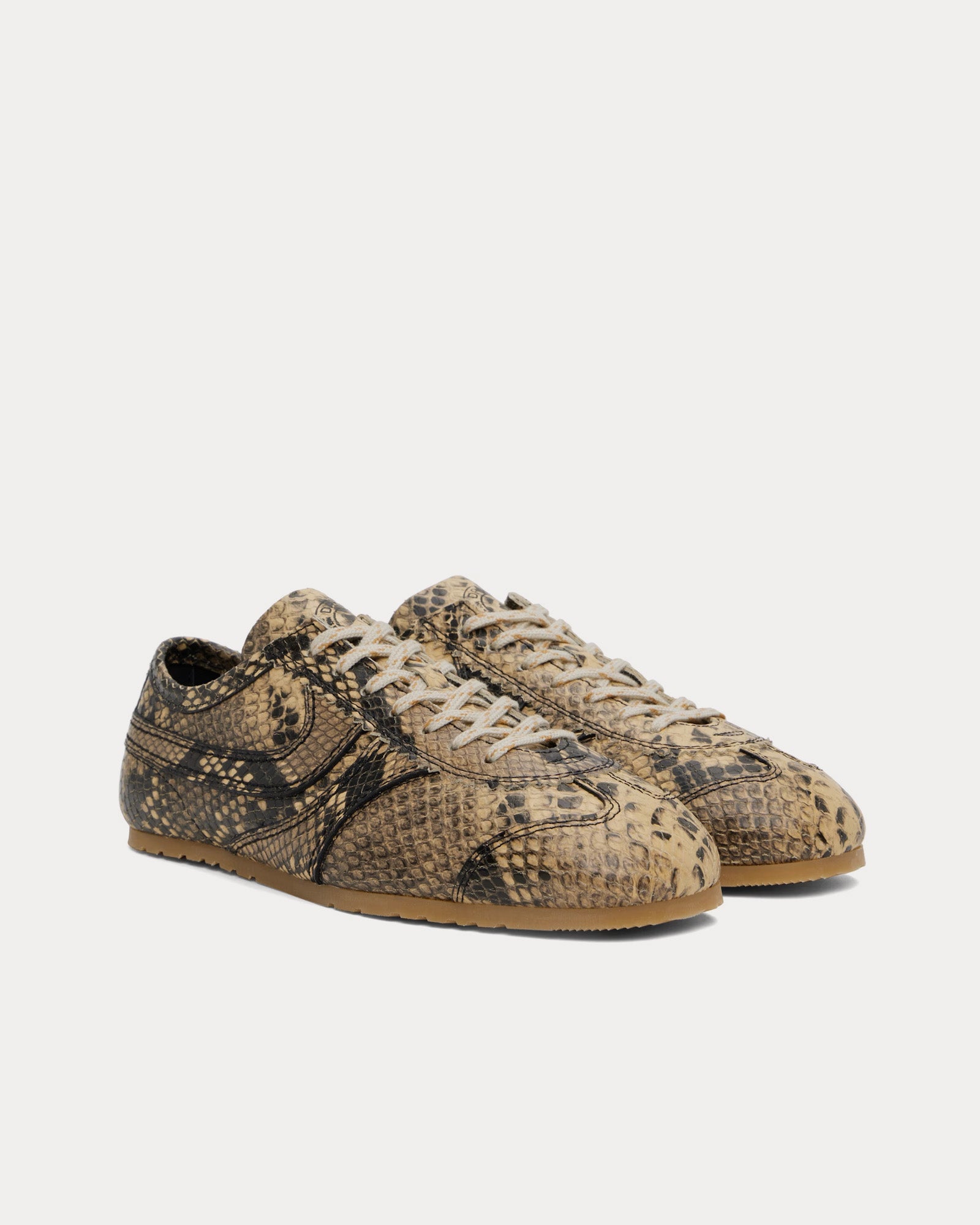 Dries Van Noten 70's Snake-Embossed Beige Low Top Sneakers - 2