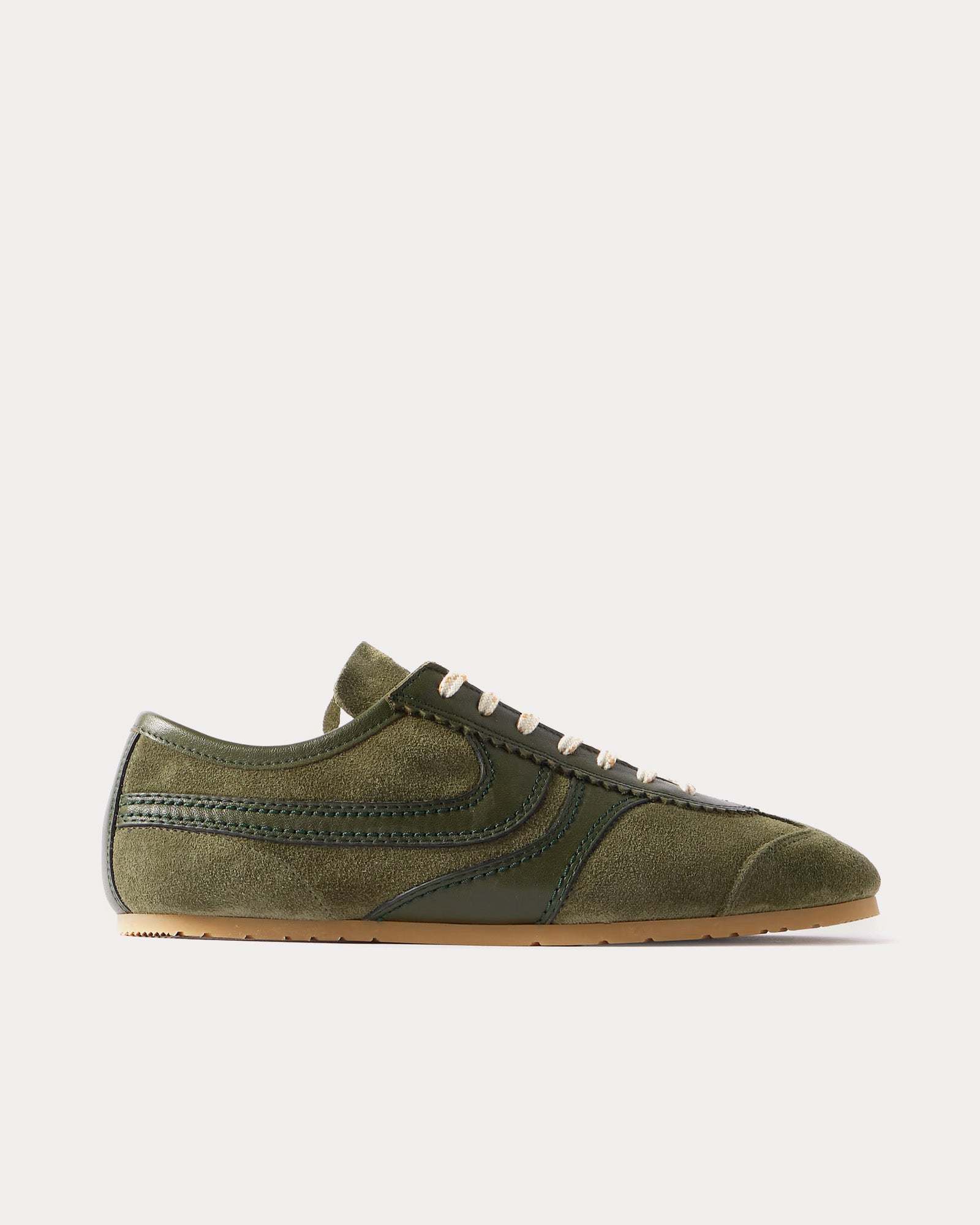 Dries Van Noten 70's Suede Green Low Top Sneakers - 1