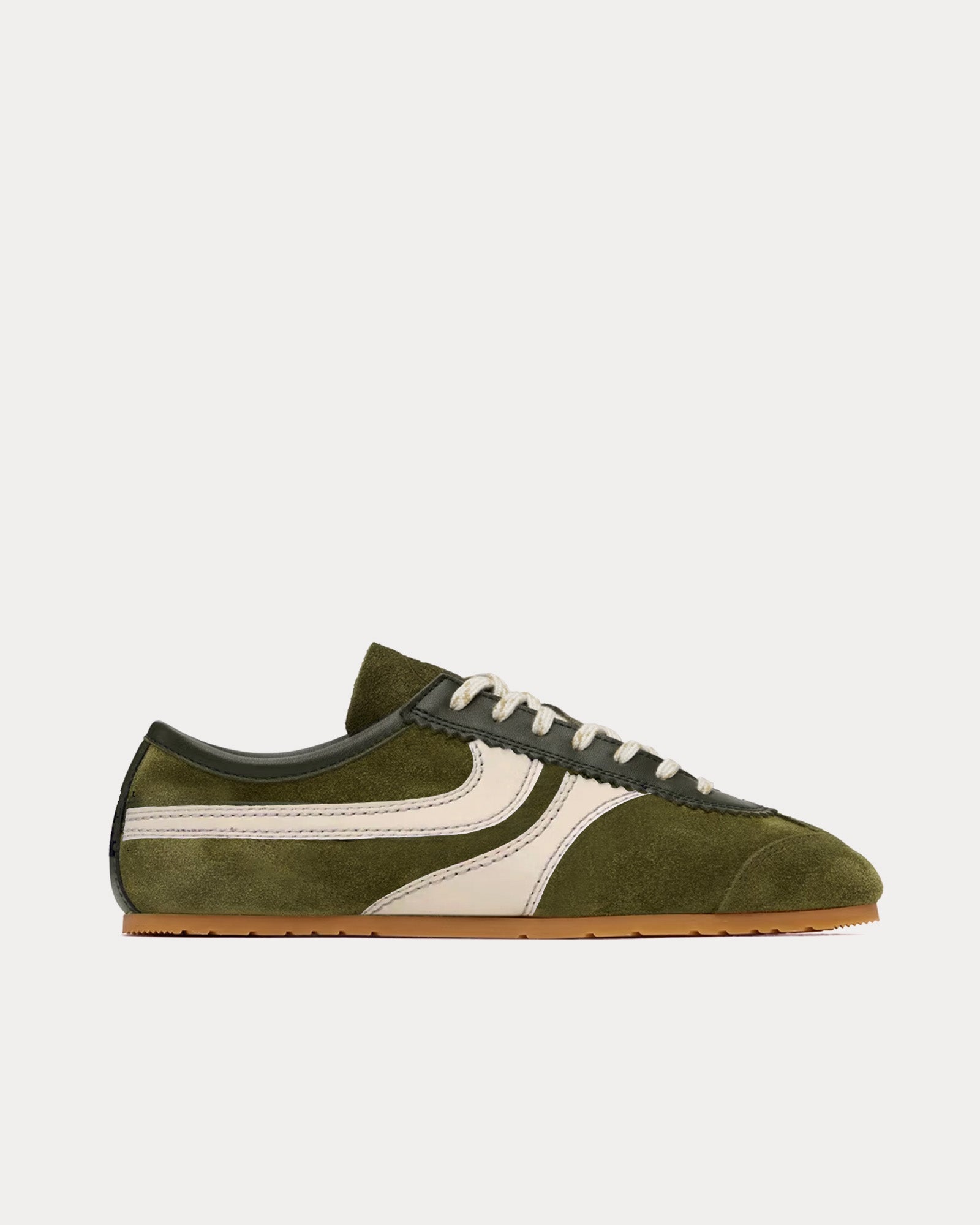 Dries Van Noten 70's Suede Olive Low Top Sneakers - 1