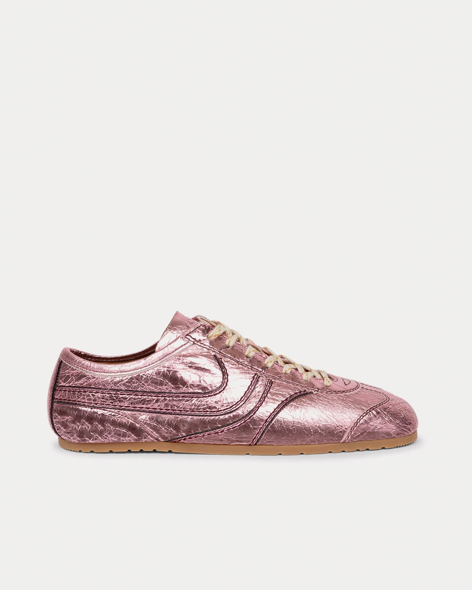 Dries Van Noten 70's Leather Pink Low Top Sneakers - 1