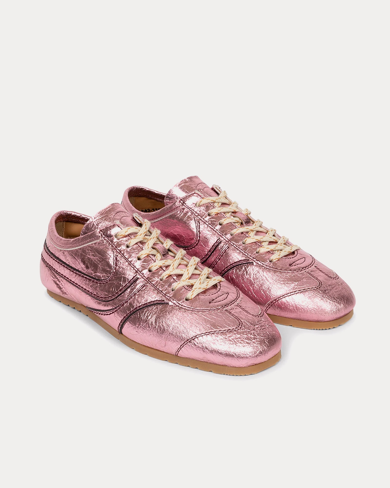 Dries Van Noten 70's Leather Pink Low Top Sneakers - 2