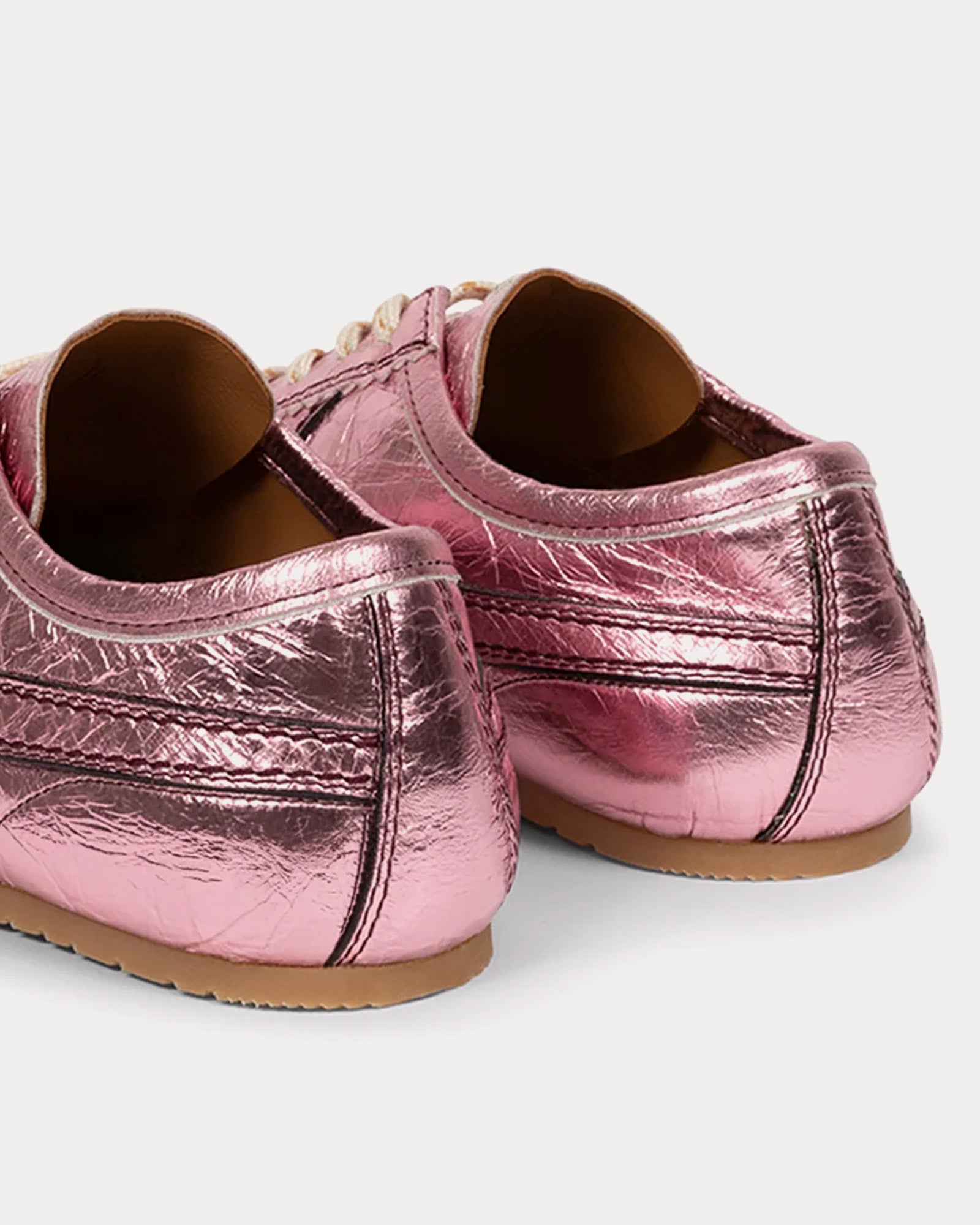 Dries Van Noten 70's Leather Pink Low Top Sneakers - 3