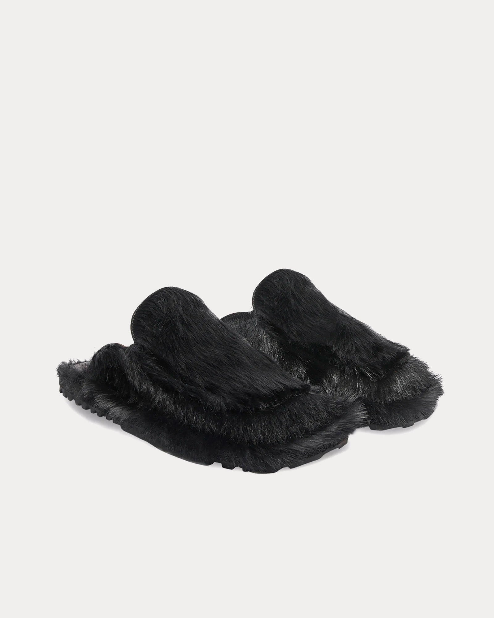 Dries Van Noten Leather-Trimmed Calf Hair Black Sliders - 2