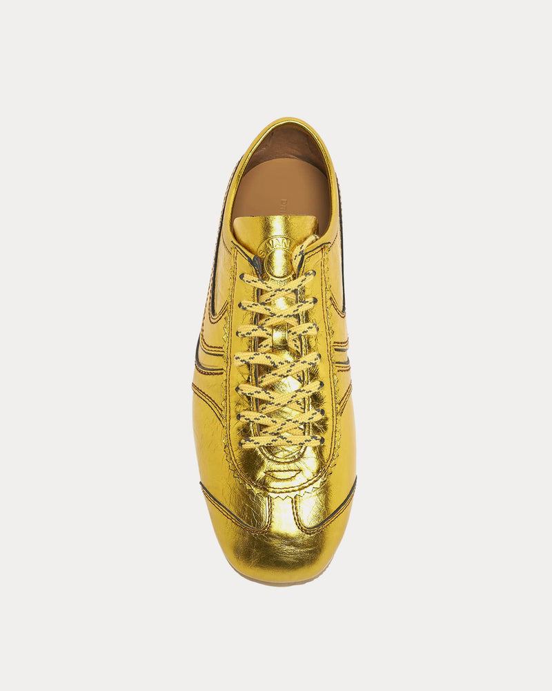 Dries Van Noten Dustin Metallic Leather Gold Low Top Sneakers - 2