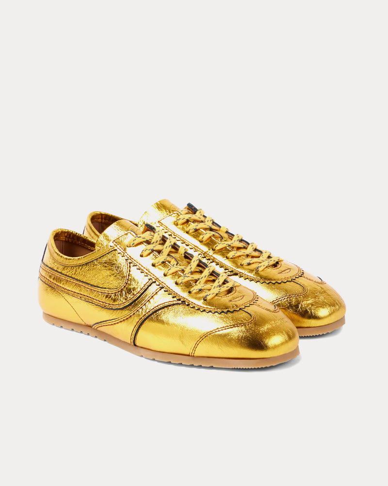 Dries Van Noten Dustin Metallic Leather Gold Low Top Sneakers - 3