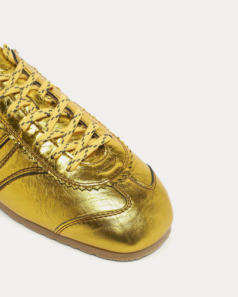 Dries Van Noten Dustin Metallic Leather Gold Low Top Sneakers - 4