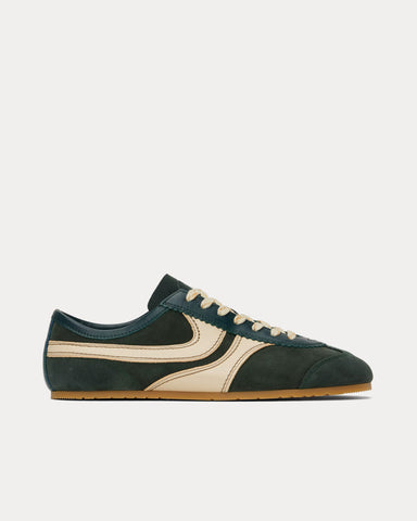 Dries Van Noten Dustin Suede Leather Bottle Green Low Top Sneakers