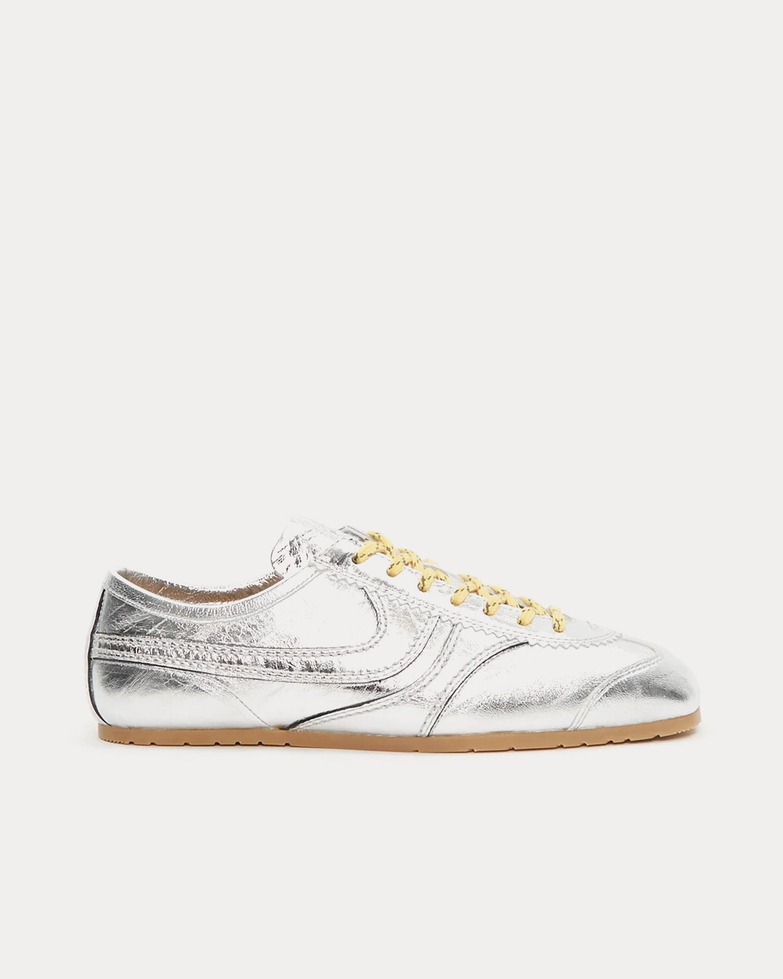 Dries Van Noten 70's Leather Silver Low Top Sneakers - 1