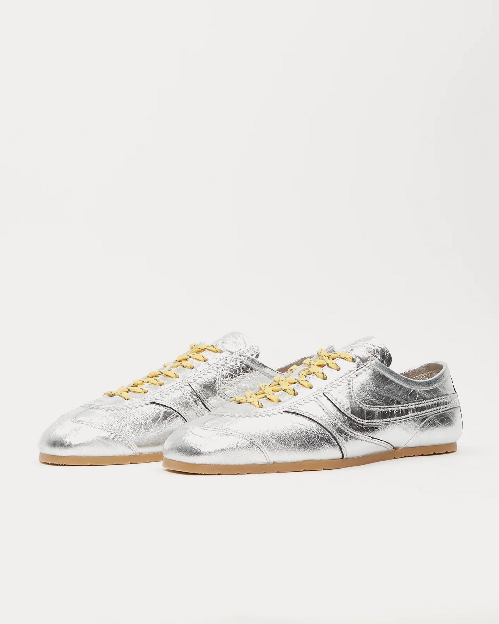 Dries Van Noten 70's Leather Silver Low Top Sneakers - 2