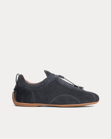 Dunhill Davies Automotive Suede Midnight Blue Low Top Sneakers