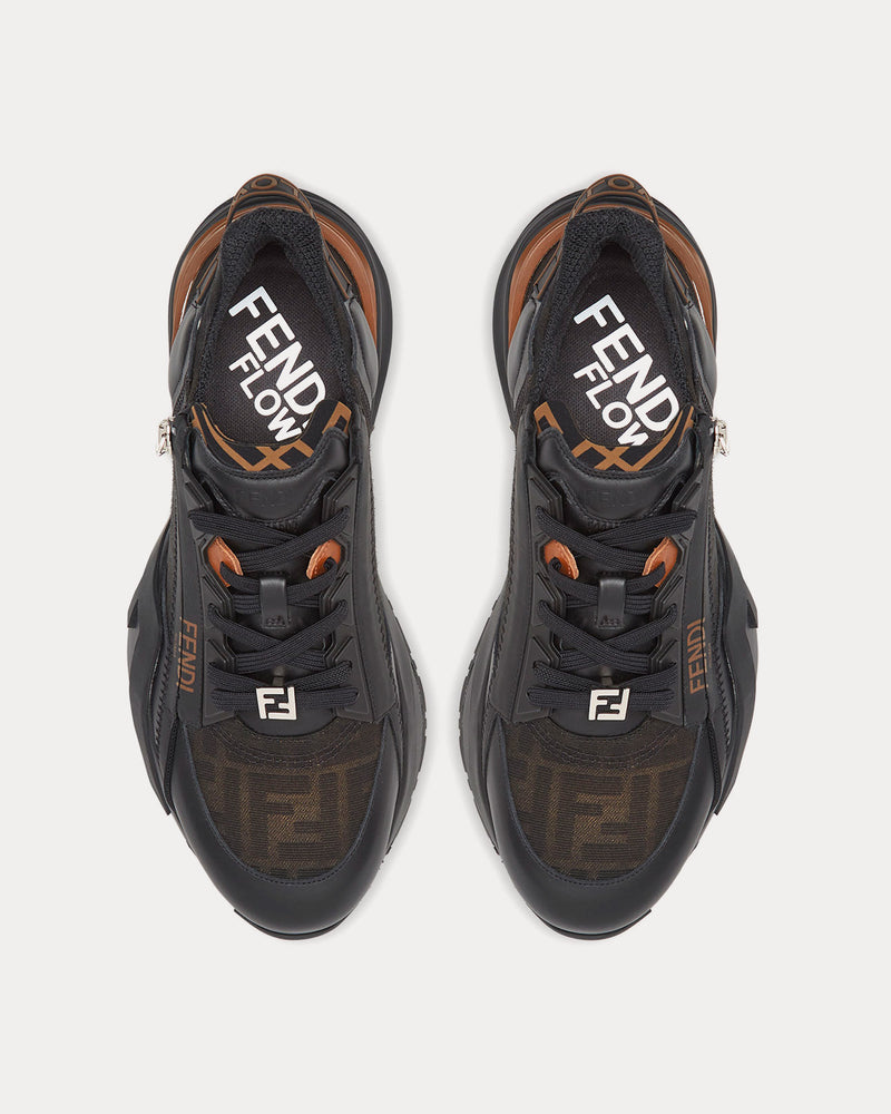 Fendi by Stefano Pilati Flow Leather Black Low Top Sneakers - 2