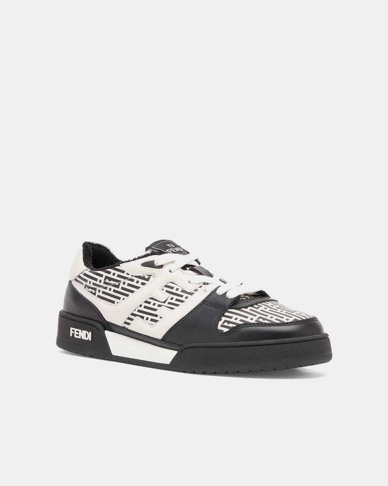 Fendi by Stefano Pilati Match Leather White / Black Low Top Sneakers - 4