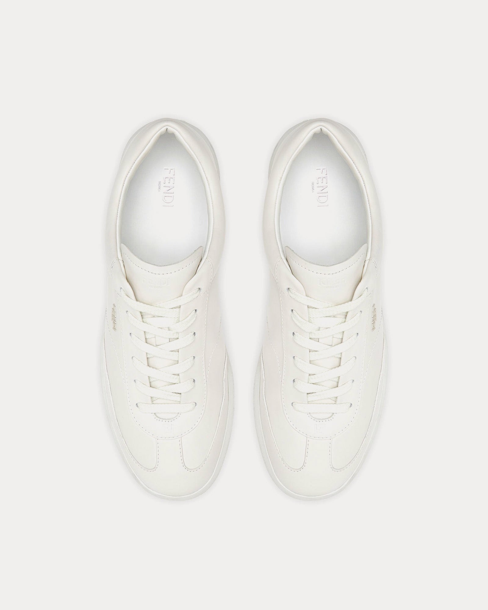 Fendi by Stefano Pilati Slim Leather White Low Top Sneakers - 2