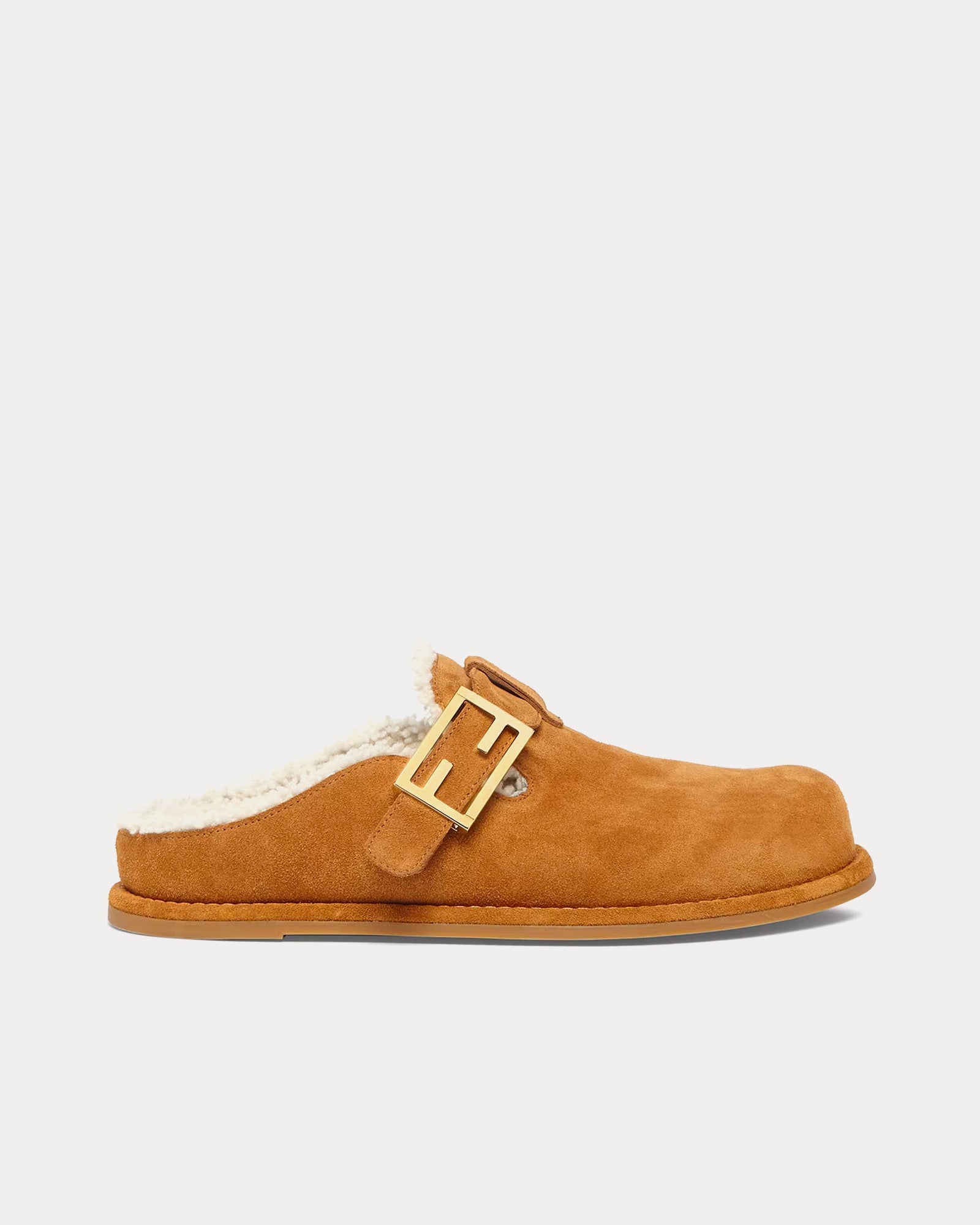 Fendi Feel Suede Brown Sabots - 1