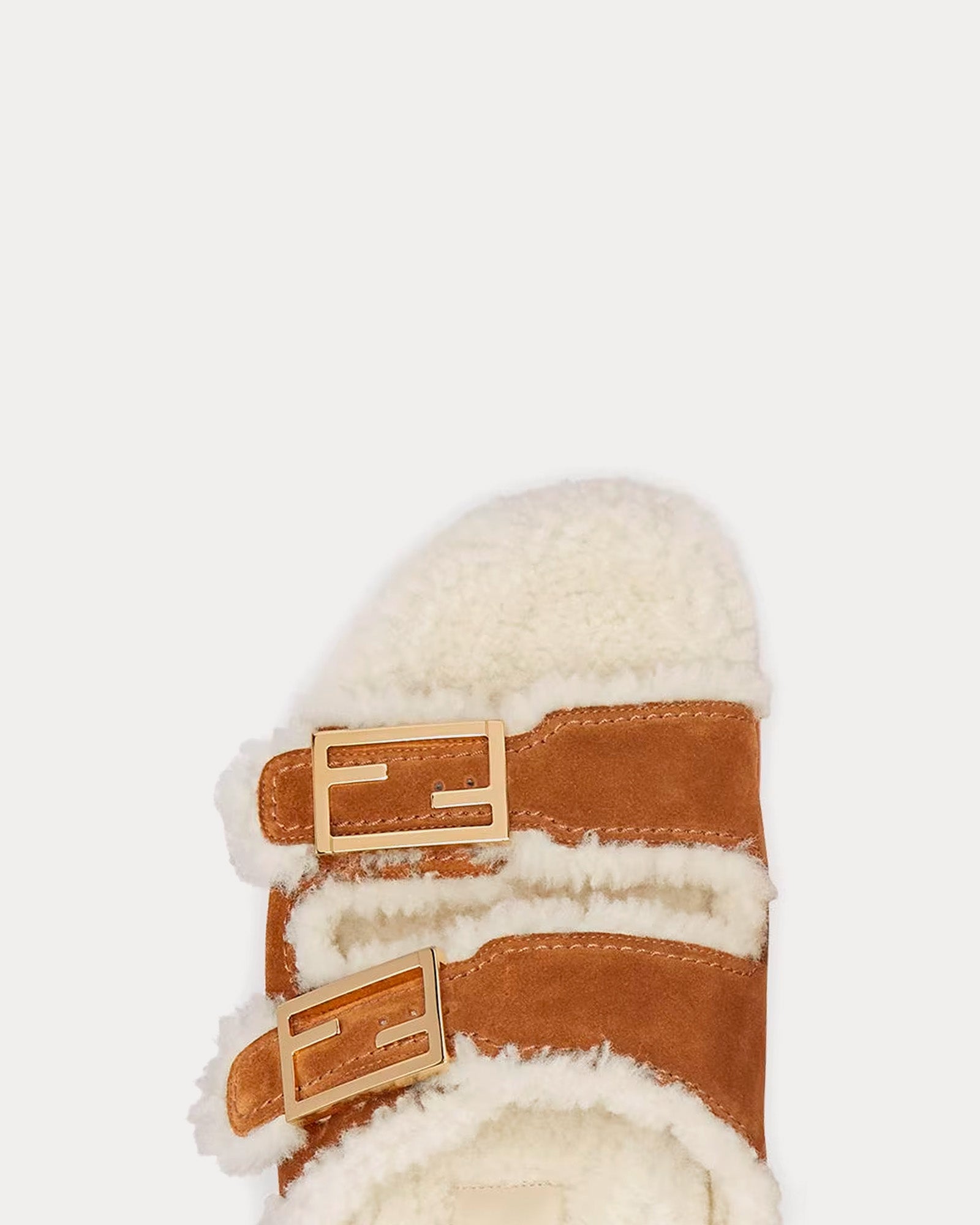 Fendi Feel Sheepskin Beige Slides - 4