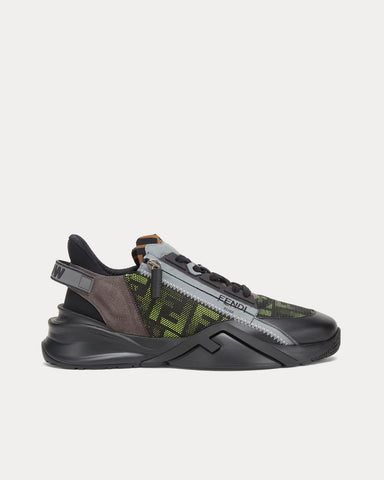 Fendi Flow Fabric Neon Yellow / Black Low Top Sneakers