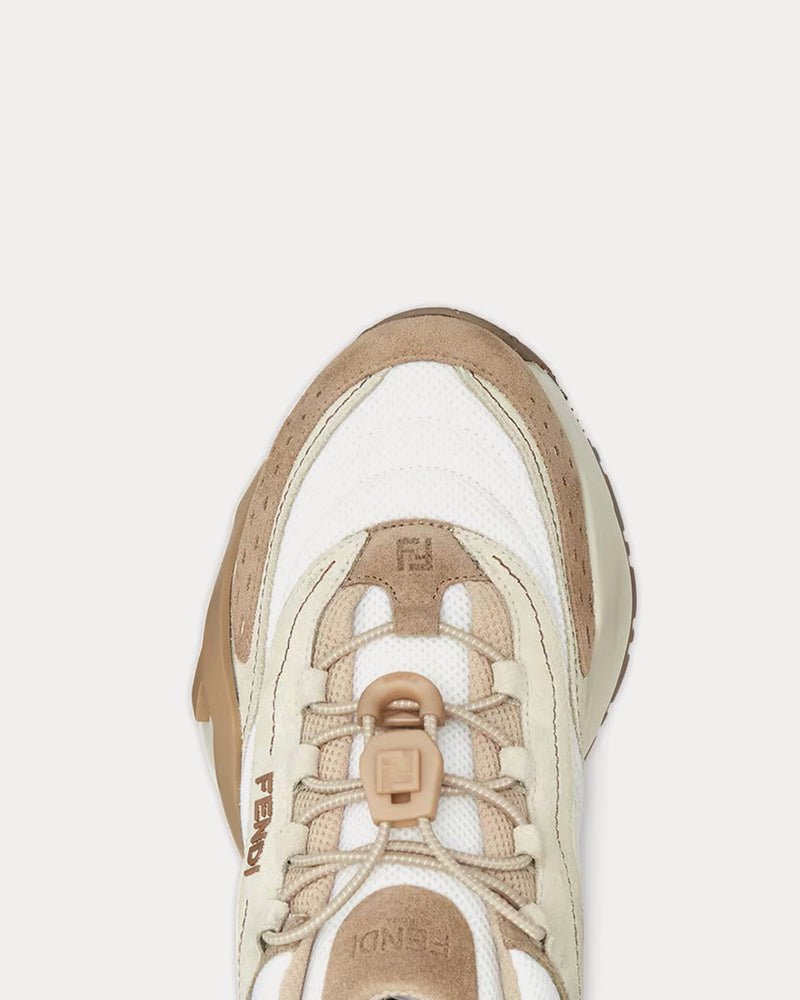 Fendi Flow Mesh & Suede Beige Low Top Sneakers - 4