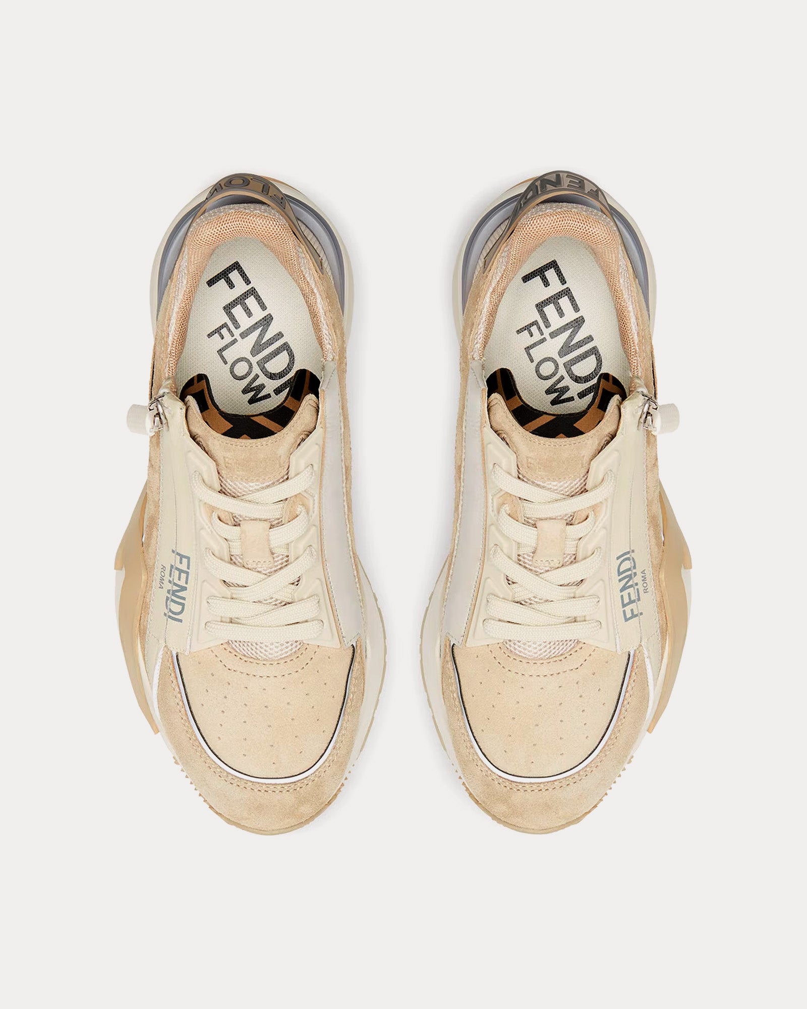 Fendi Flow Suede Beige Low Top Sneakers - 2