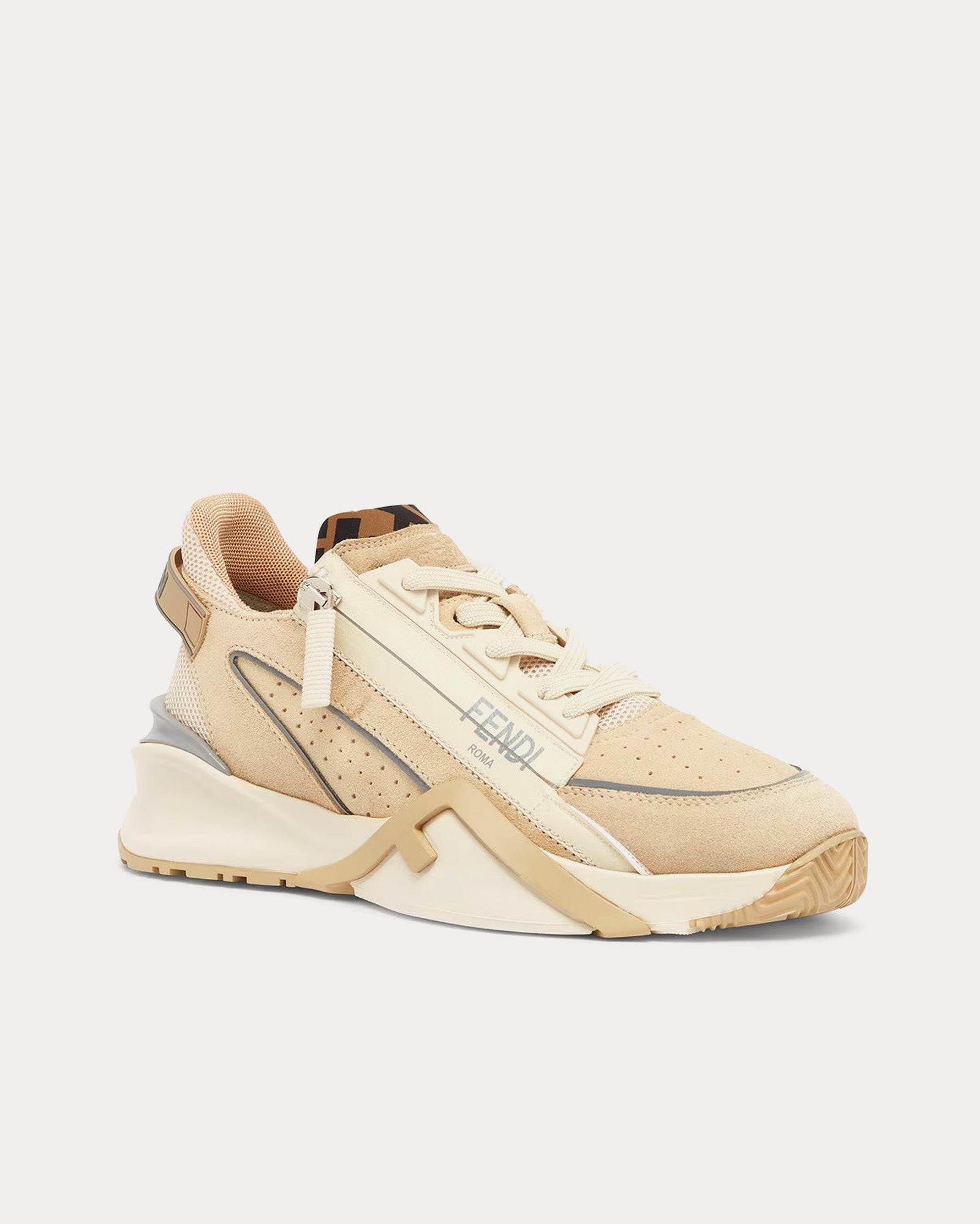 Fendi Flow Suede Beige Low Top Sneakers - 3