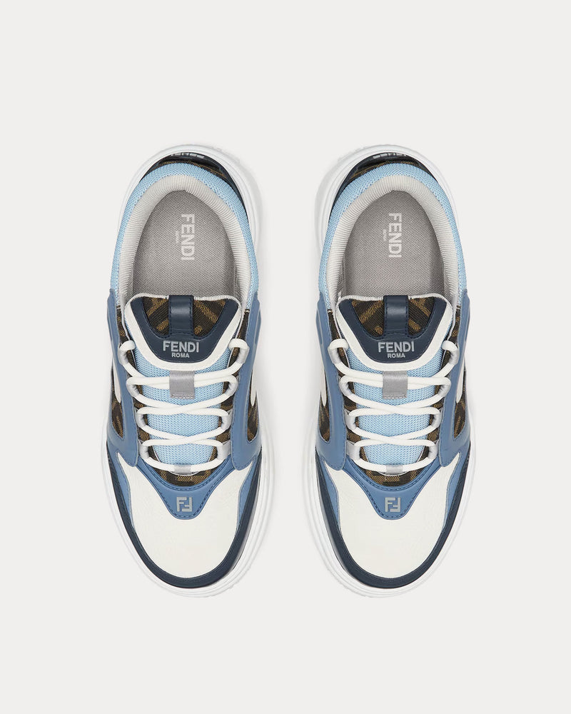 Fendi Force Leather White / Light Blue / Blue Low Top Sneakers - 2