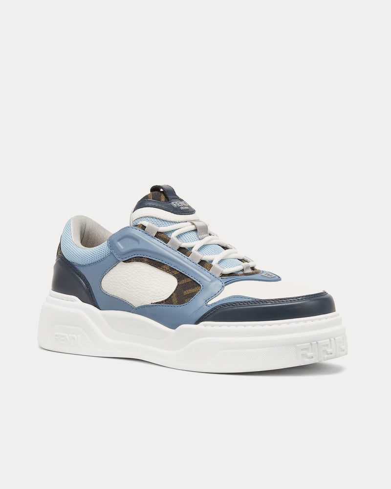 Fendi Force Leather White / Light Blue / Blue Low Top Sneakers - 3