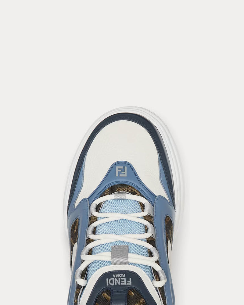 Fendi Force Leather White / Light Blue / Blue Low Top Sneakers - 5