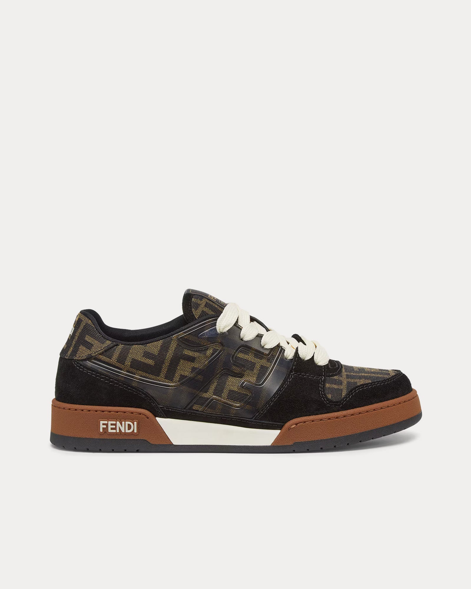 Fendi Match Suede FF Jacquard Brown / Black Low Top Sneakers - 1