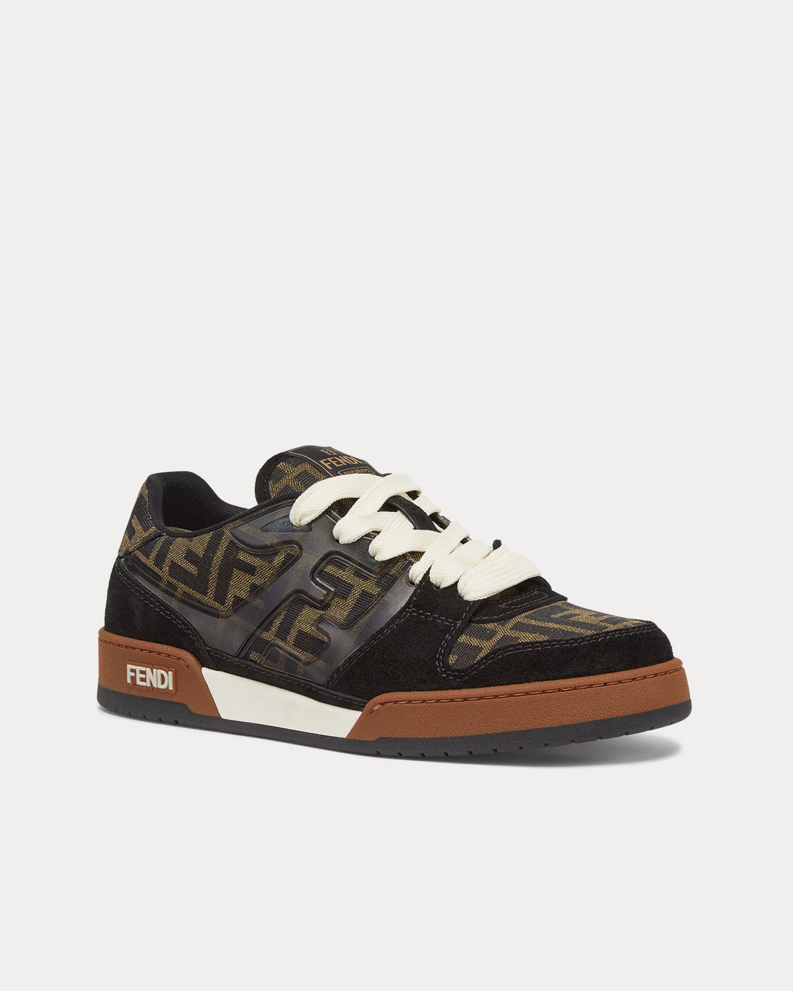 Fendi Match Suede FF Jacquard Brown / Black Low Top Sneakers - 3