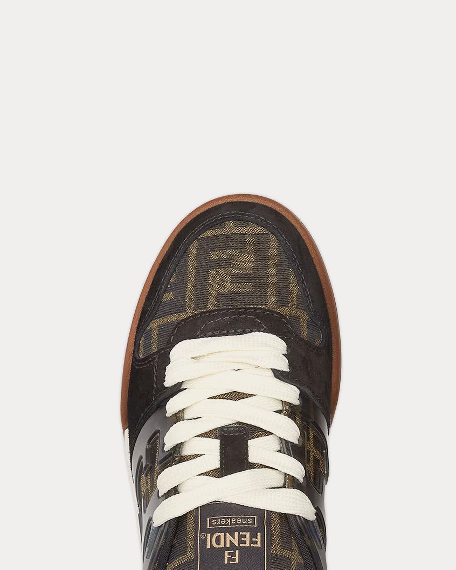 Fendi Match Suede FF Jacquard Brown / Black Low Top Sneakers - 5