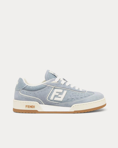 Fendi Match Fabric & Suede Light Blue Denim Low Top Sneakers