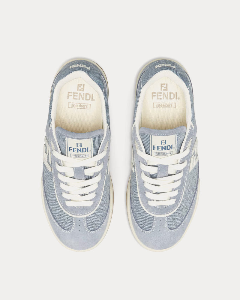 Fendi Match Fabric & Suede Light Blue Denim Low Top Sneakers - 2