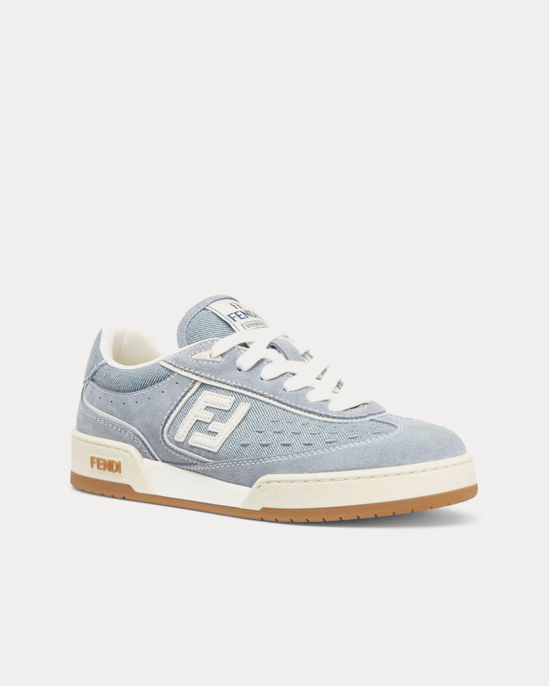 Fendi Match Fabric & Suede Light Blue Denim Low Top Sneakers - 3