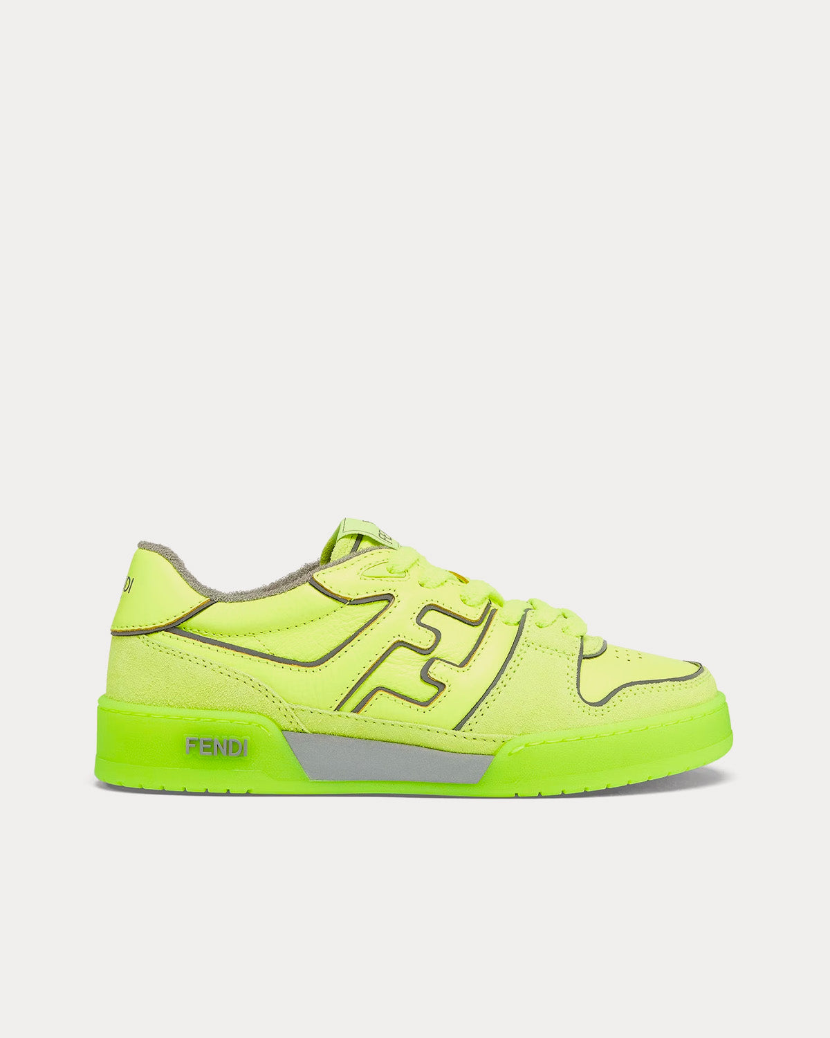 Fendi Match Leather Neon Yellow Low Top Sneakers - 1