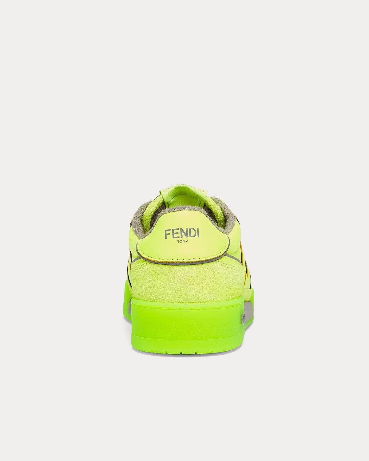 Fendi Match Leather Neon Yellow Low Top Sneakers - 4