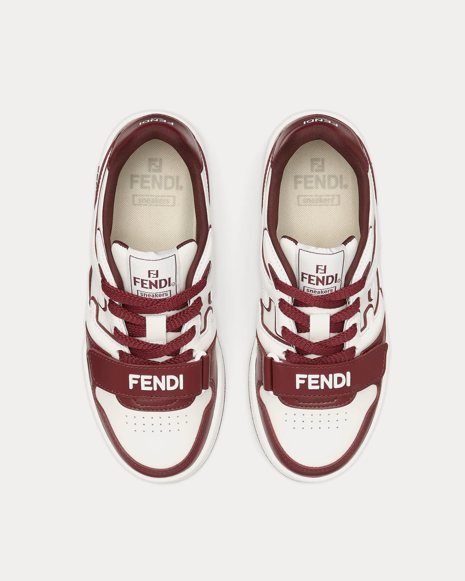 Fendi Match Leather Burgundy Low Top Sneakers - 2