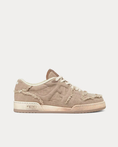 Fendi Match Canvas Beige Low Top Sneakers