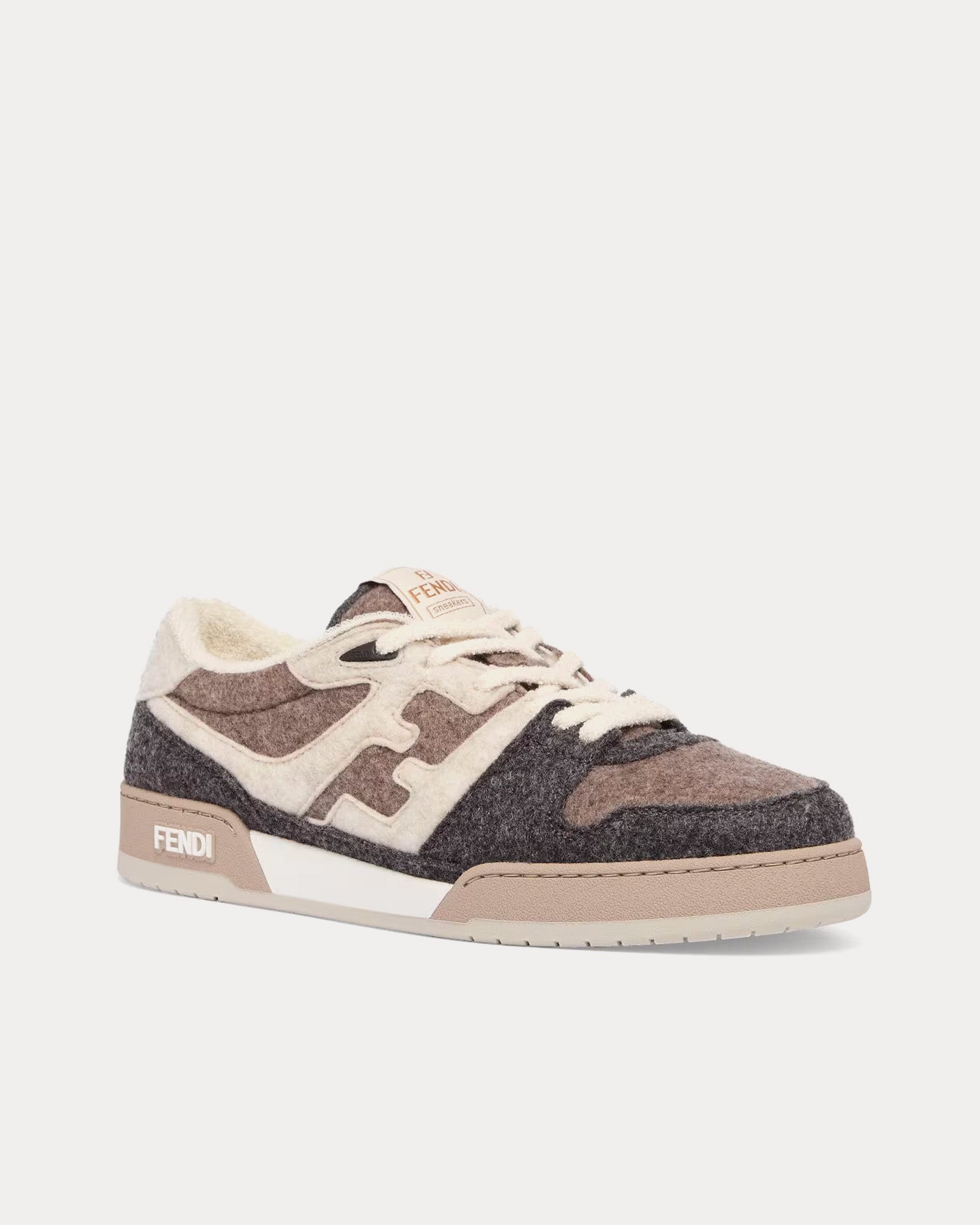 Fendi Match Felt Grey / Beige / Brown Low Top Sneakers - 3