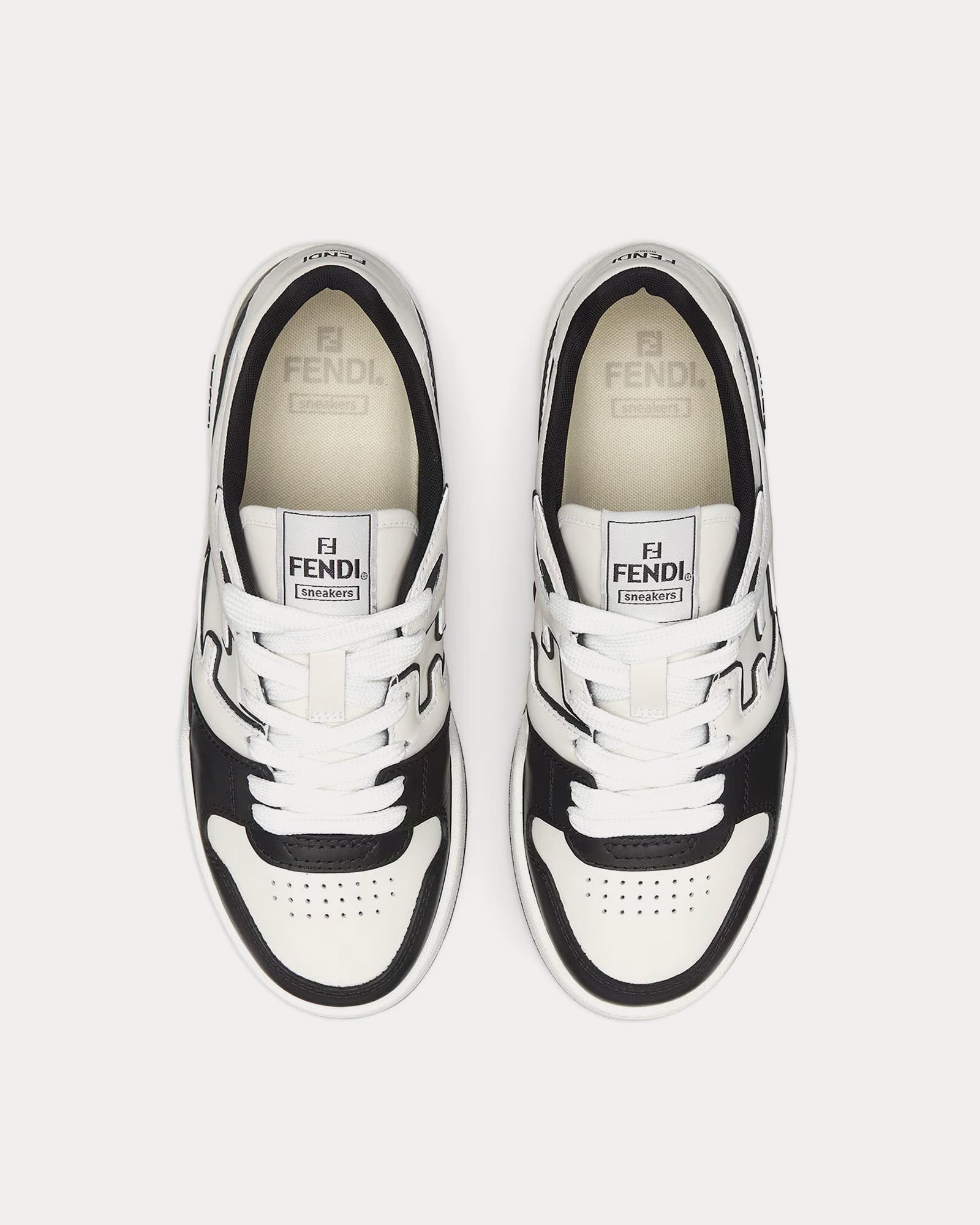 Fendi Match Leather Black / White Low Top Sneakers - 2