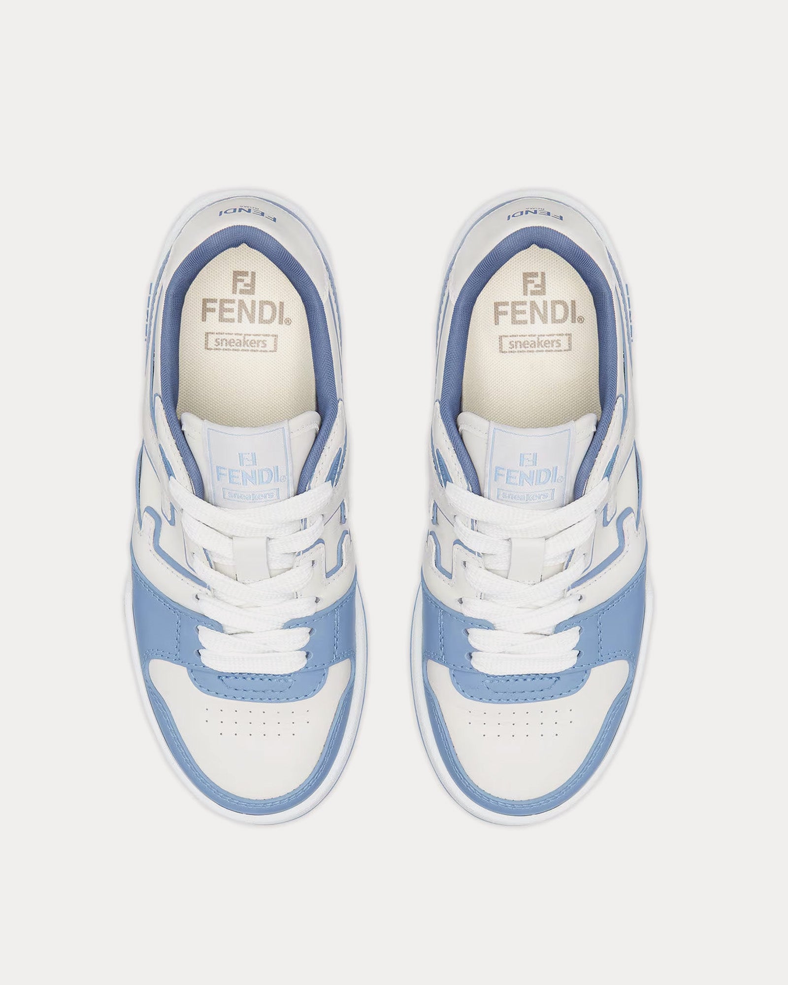 Fendi Match Leather Light Blue Low Top Sneakers - 2